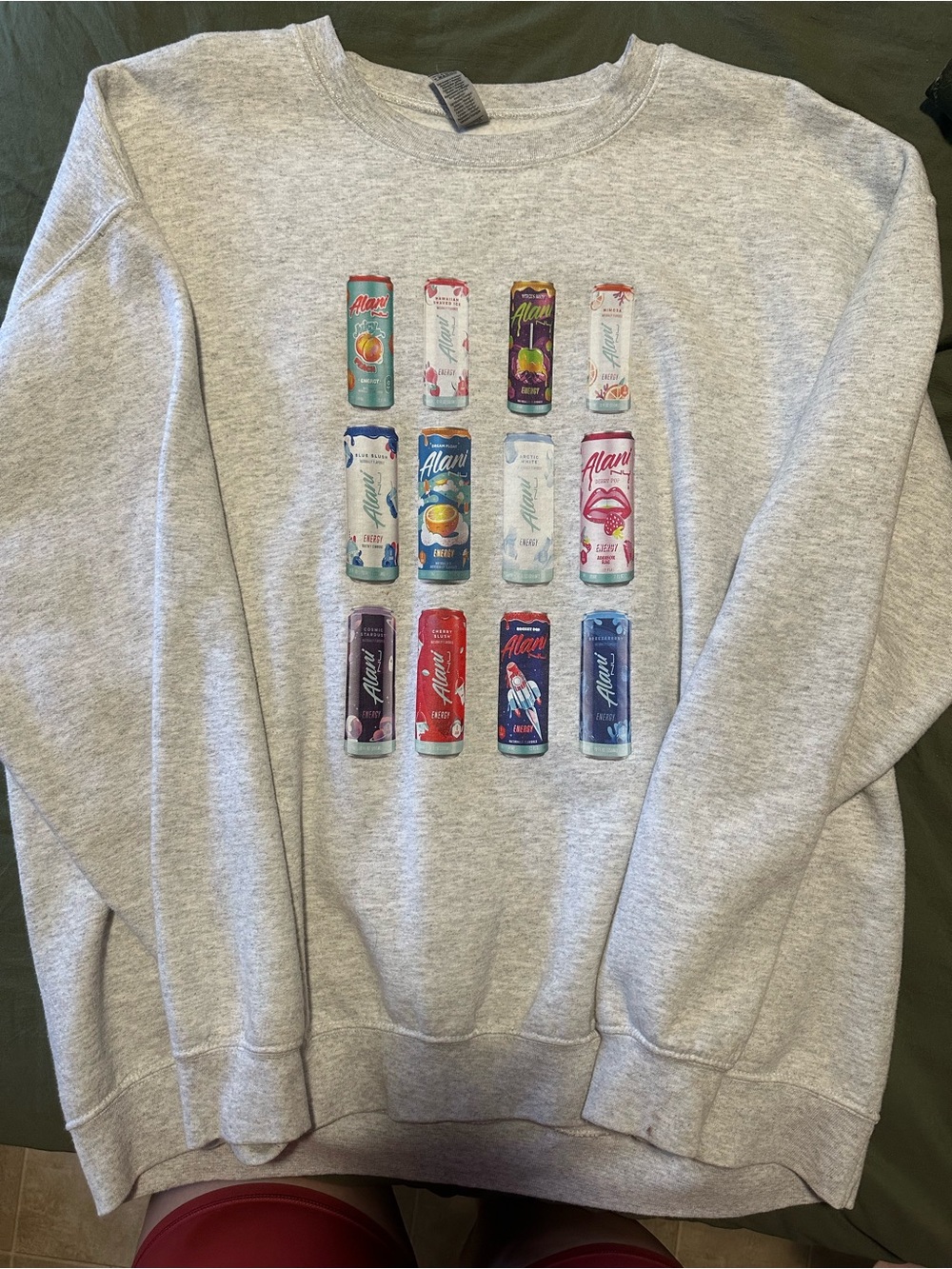 Gildan Light Gray Crewneck Sweatshirt with Colorful Can Graphic